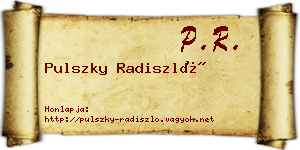 Pulszky Radiszló névjegykártya